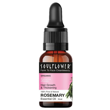 Soulflower Rosemary Essential Oil for Hair Growth, Hair Fall Control and Nourishment, Skin Care | Clinically Tested & Ecocert Certified Organic 100% Pure, Natural, Undiluted | 15ml